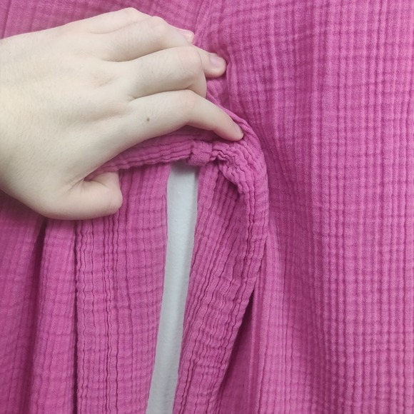 Anthropologie Jumpsuit Womens Small Magenta Pink Gauze Smocked Waist Wide Leg - Picture 3 of 8